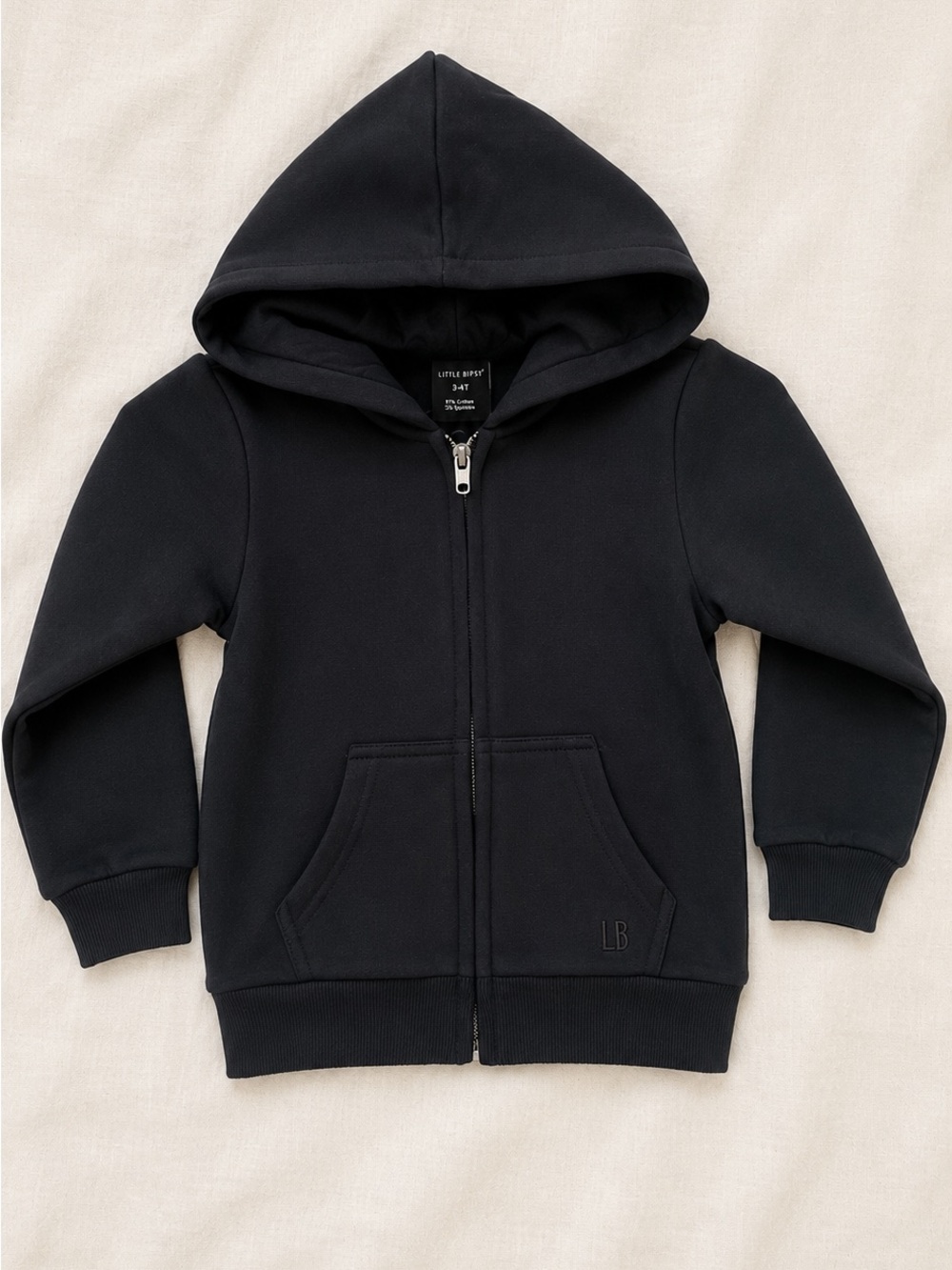Little Bipsy Black Kids Hoodie Zip-Up
